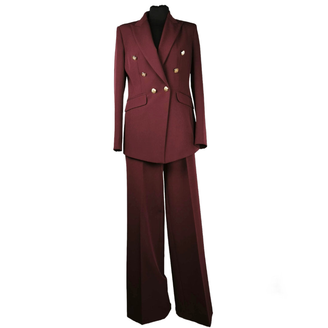 Completo Tailleur Giacca e Pantaloni Doppiopetto Bordeaux