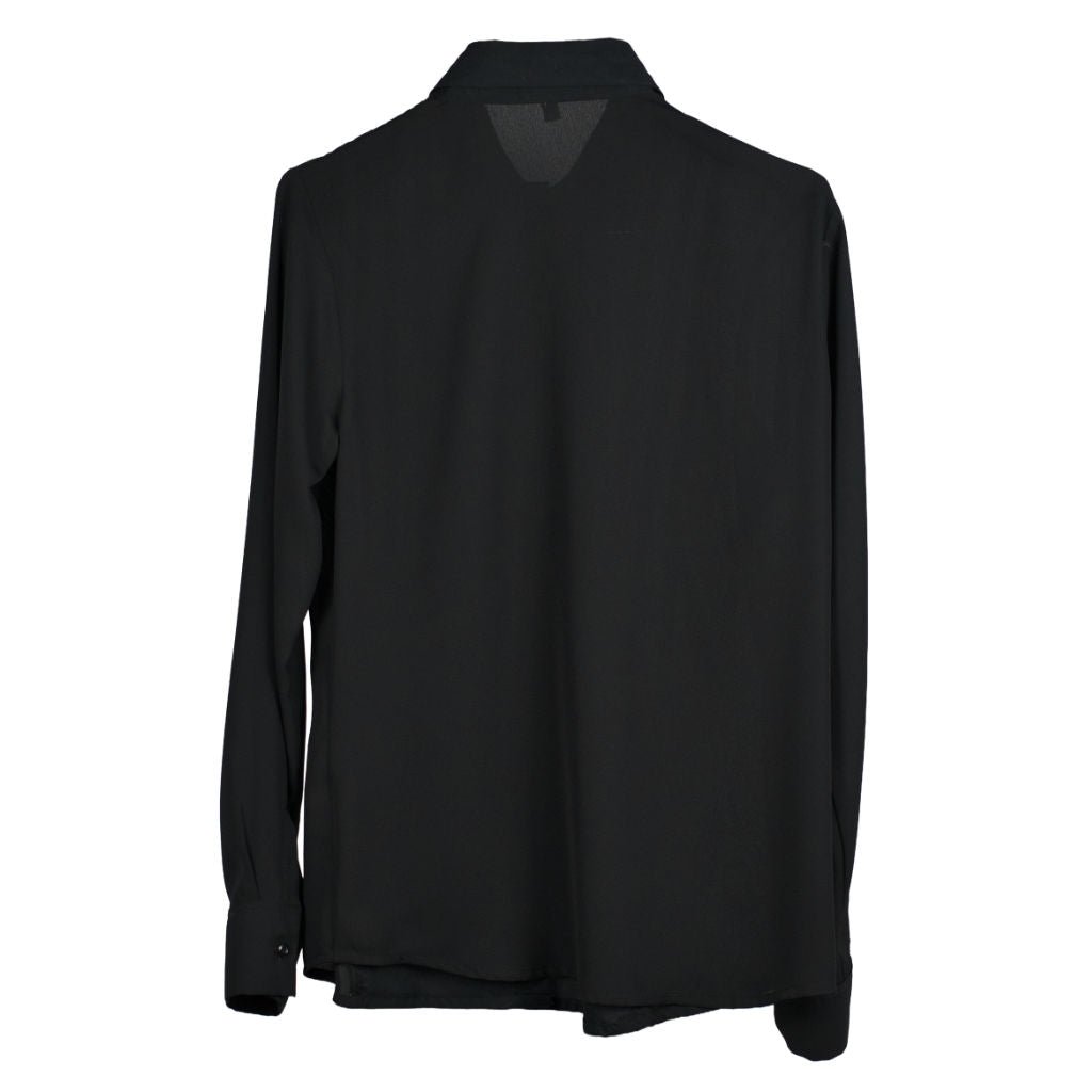 Camicia Donna Nera con Pannello Plissettato