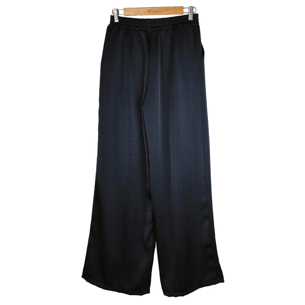 Pantalone Donna Palazzo in Satin Blu Navy