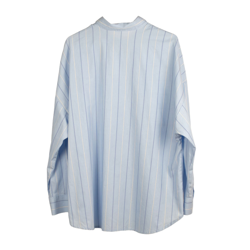 Camicia Donna Lunga Azzurra a Righe Patchwork