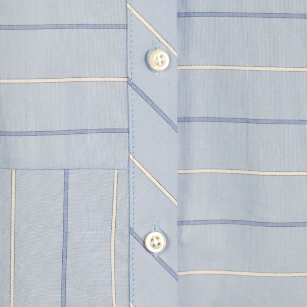 Camicia Donna Lunga Azzurra a Righe Patchwork
