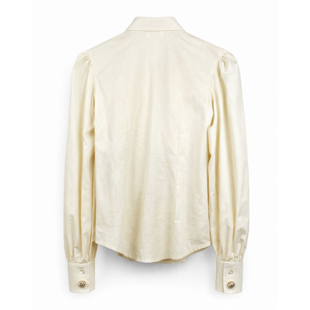Camicia Donna Burro con Rouches e Bottoni Perla Gioiello
