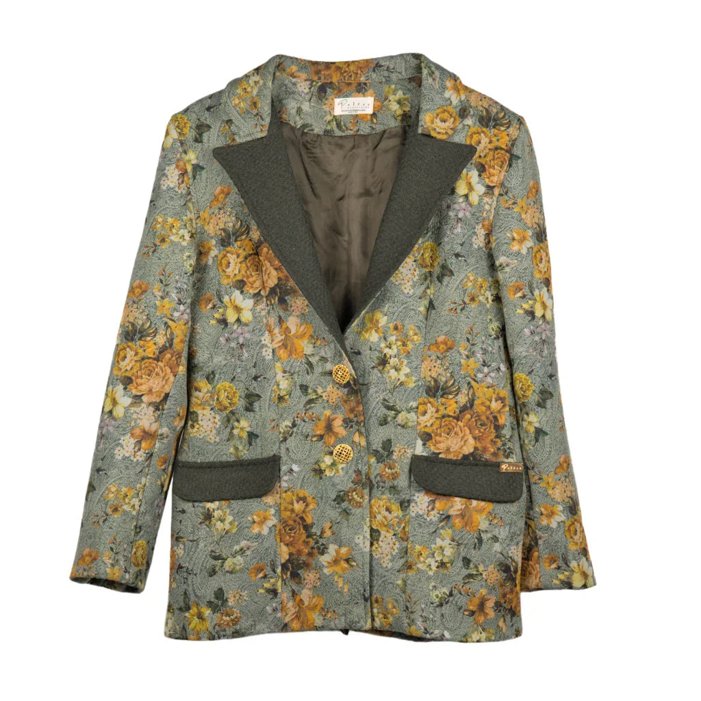 Blazer Donna Floreale con Bottoni Gioiello
