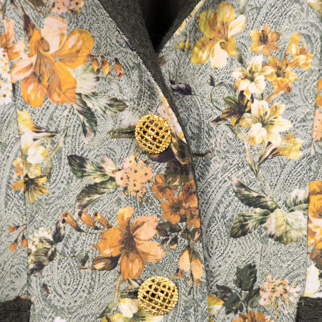 Blazer Donna Floreale con Bottoni Gioiello