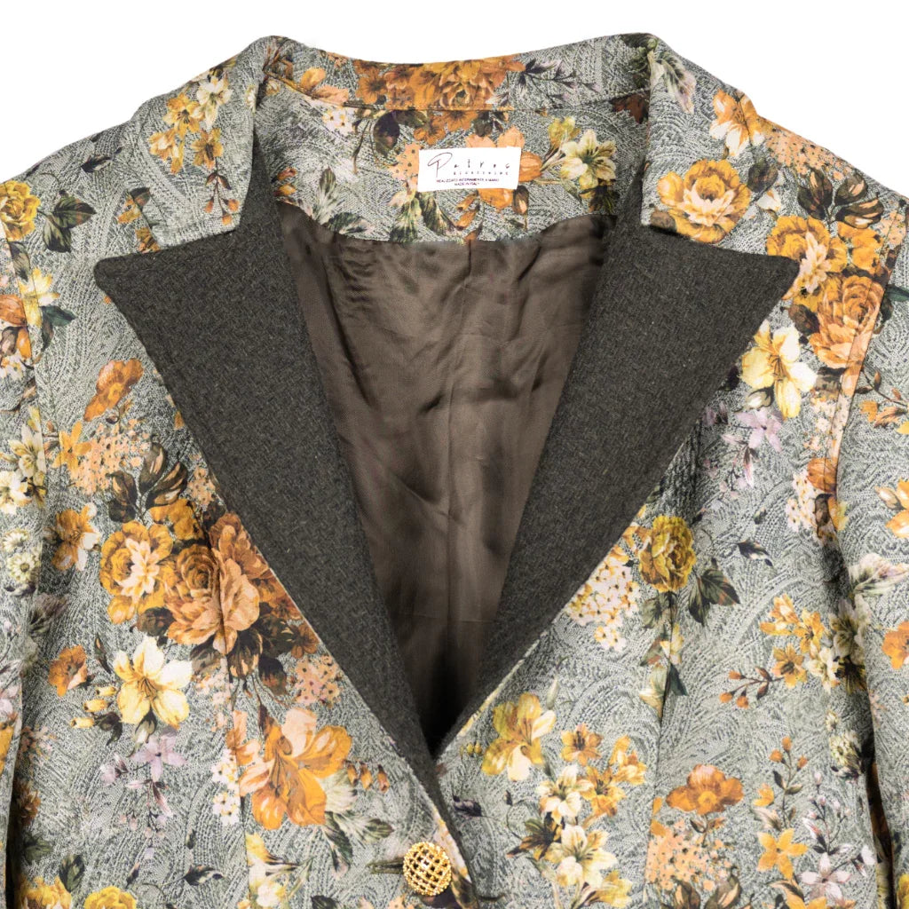 Blazer Donna Floreale con Bottoni Gioiello