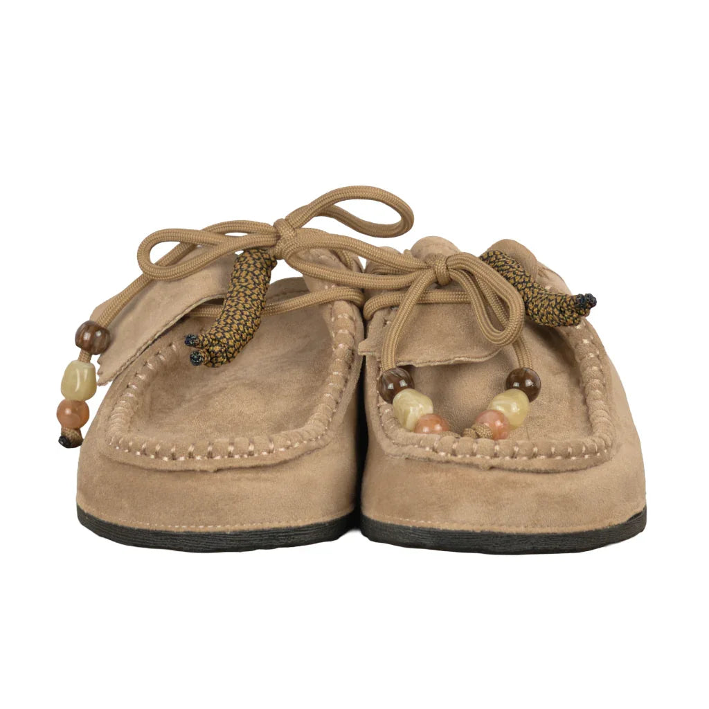 Sabot Donna in Camoscio con Lacci Decorativi