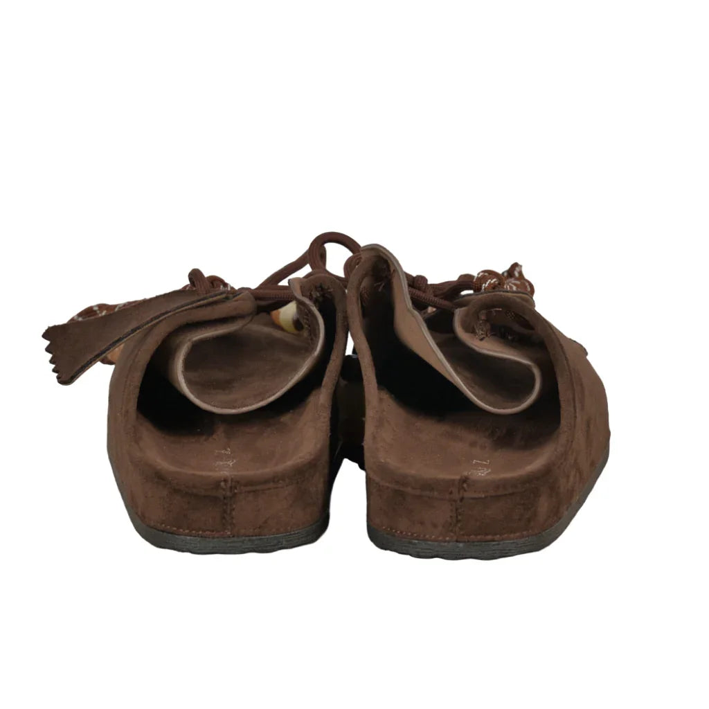 Sabot Donna in Camoscio con Lacci Decorativi