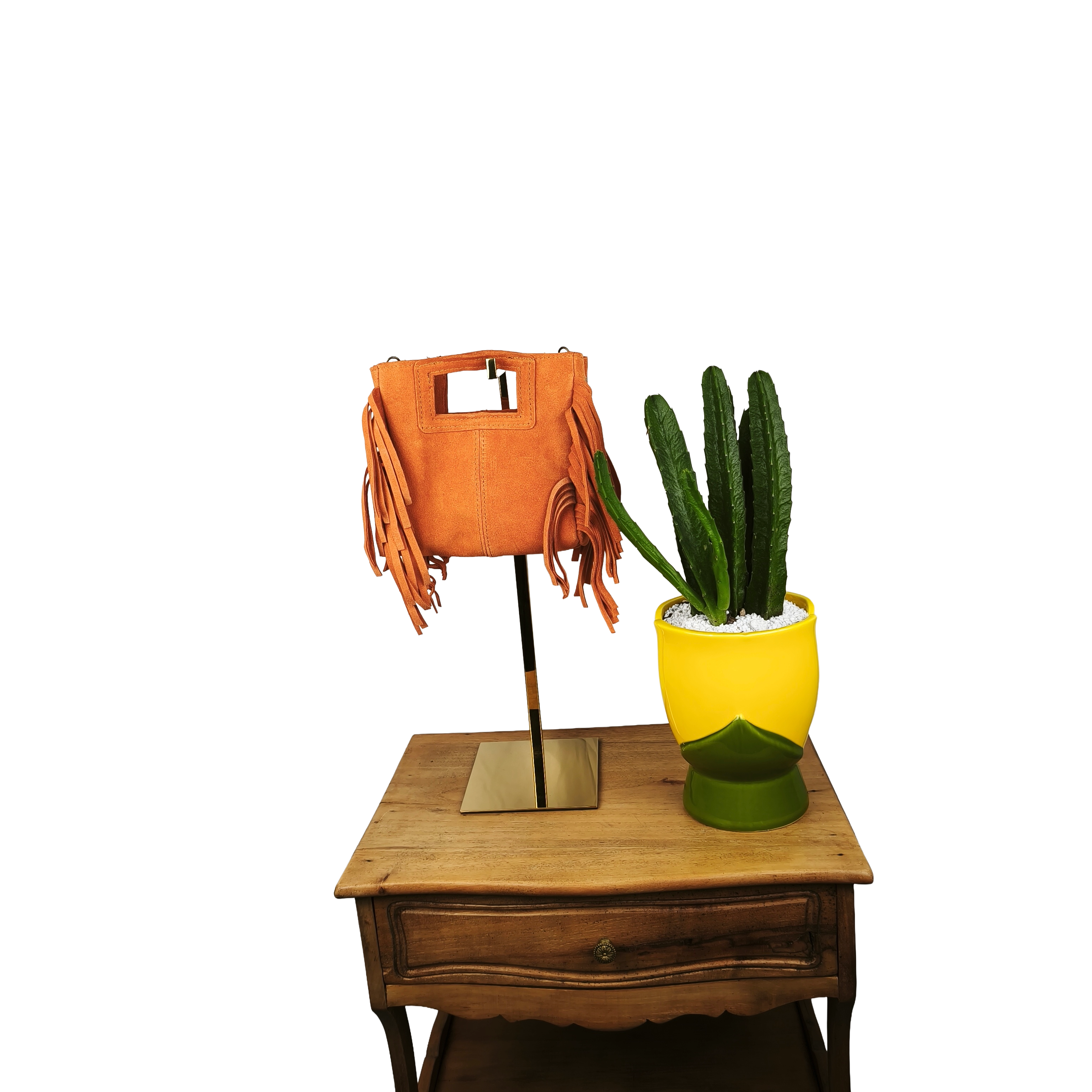 Borsa Mini in Vera Pelle con Frange e Tracolla