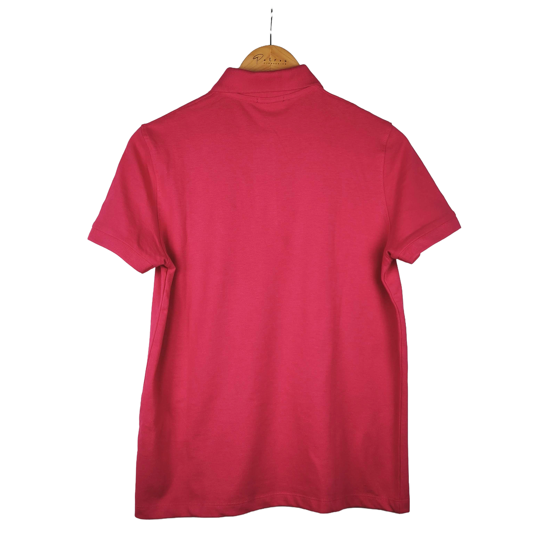 Polo Fucsia Manica Corta con Dettaglio Ricamato