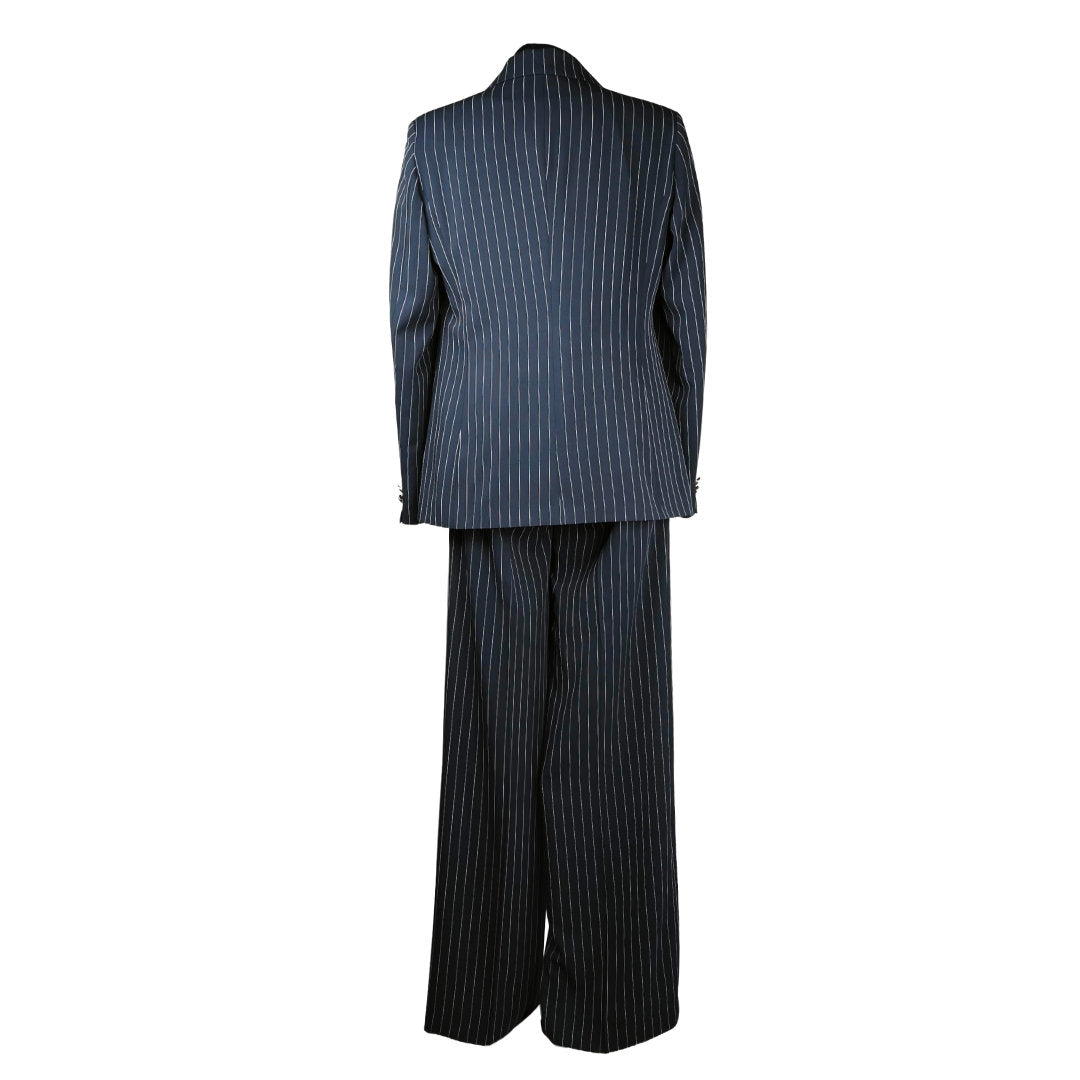 Completo Tailleur Tre Pezzi Gessato Blu