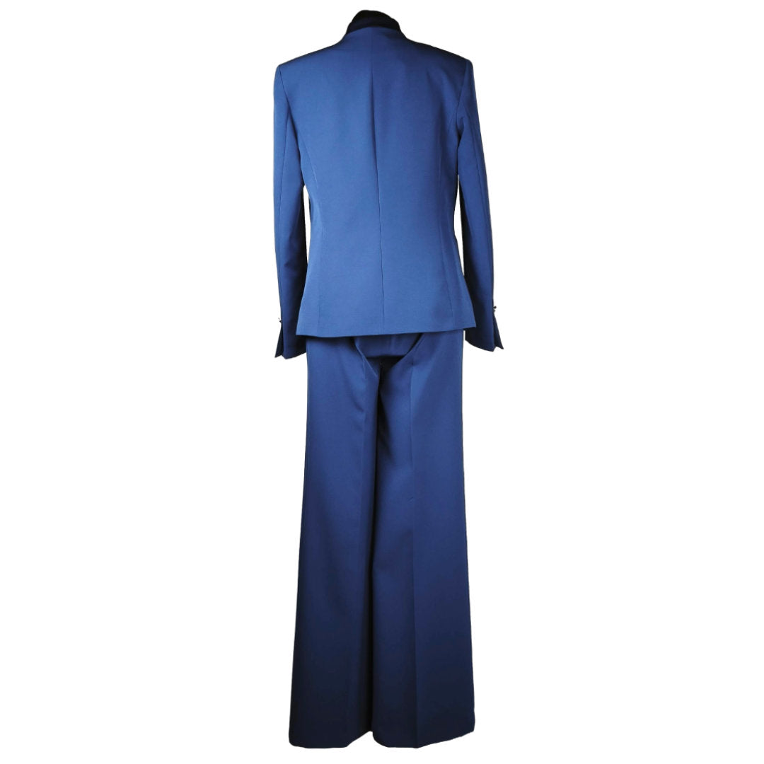 Completo Giacca e Pantaloni Collo Coreana Blu