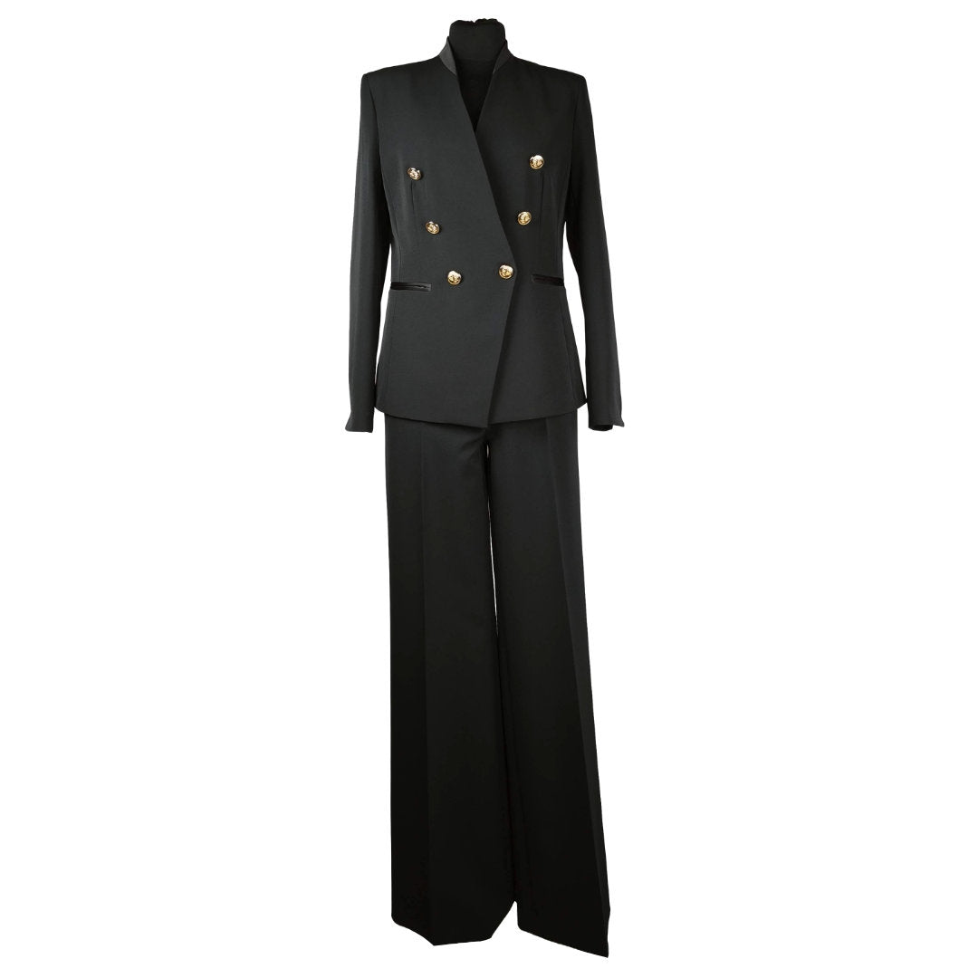 Completo Giacca e Pantaloni Collo Coreana Nero