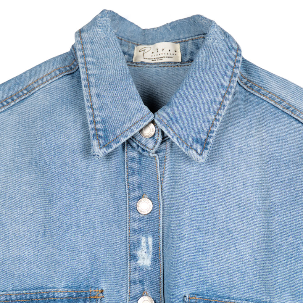 Giacca Donna Denim Lavato con Dettagli Destroy