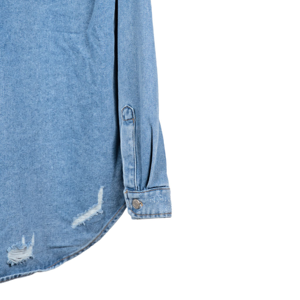 Giacca Donna Denim Lavato con Dettagli Destroy