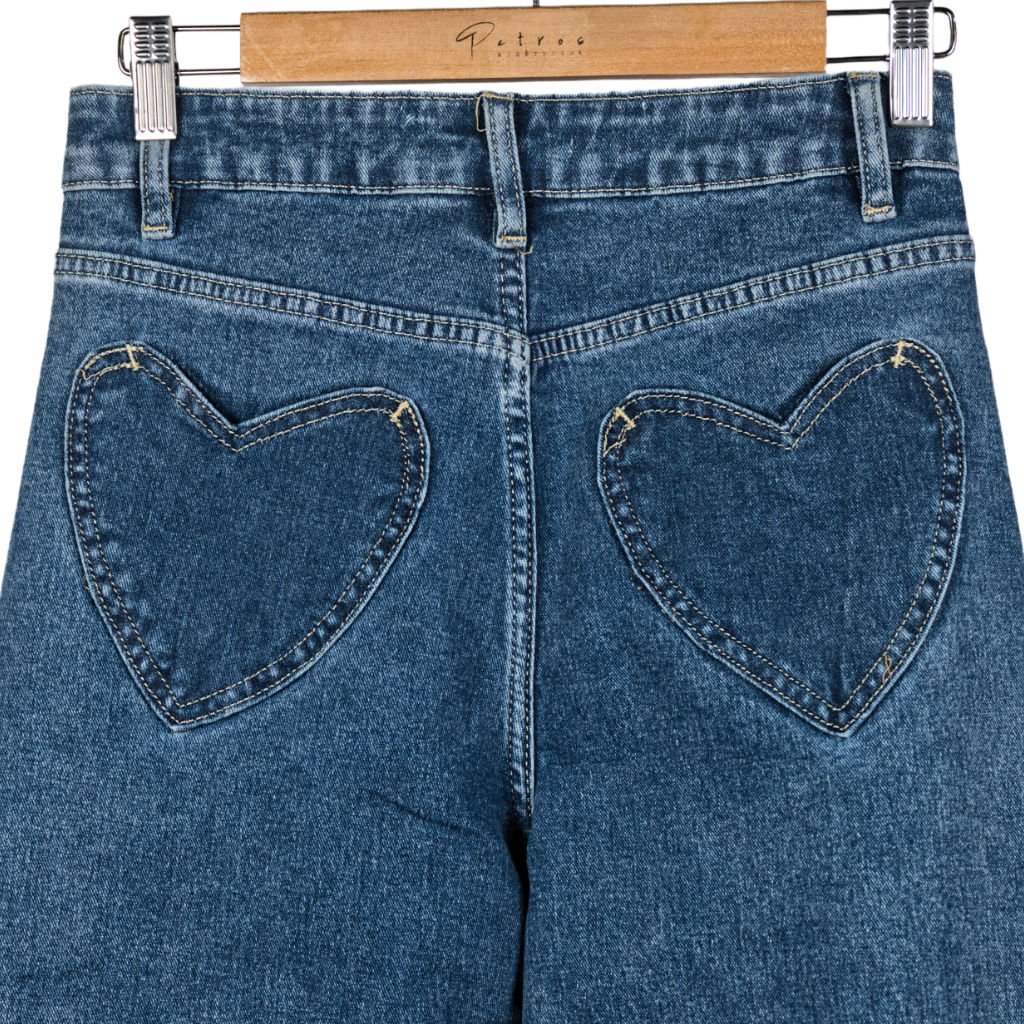 Jeans Donna Wide Leg Tasche Cuore