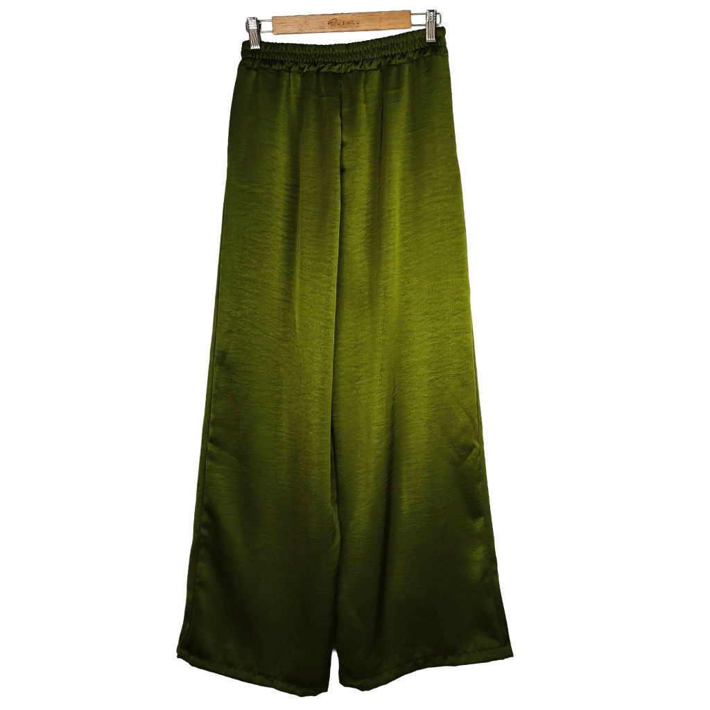 Pantalone Donna Palazzo in Satin Verde