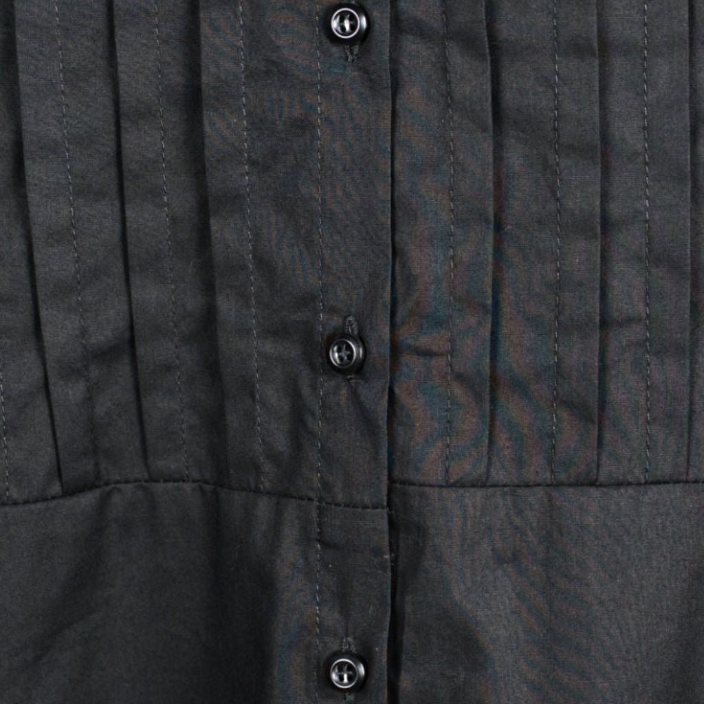 Camicia Donna Nera con Pannello Plissettato