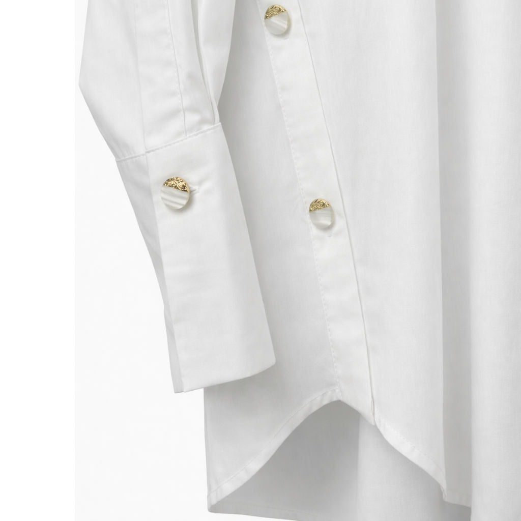 Camicia Donna Bianca Oversize con Pizzo Posteriore e Cuori Gioiello