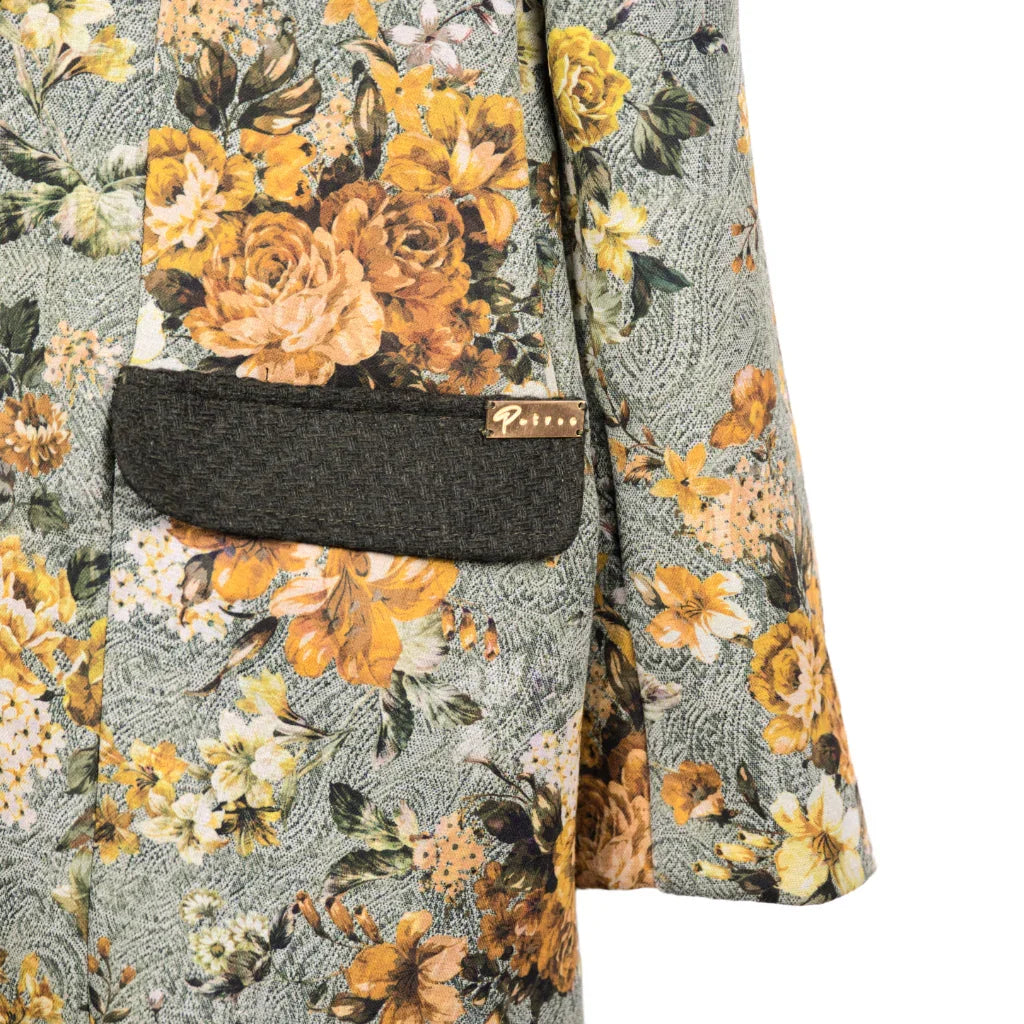 Blazer Donna Floreale con Bottoni Gioiello