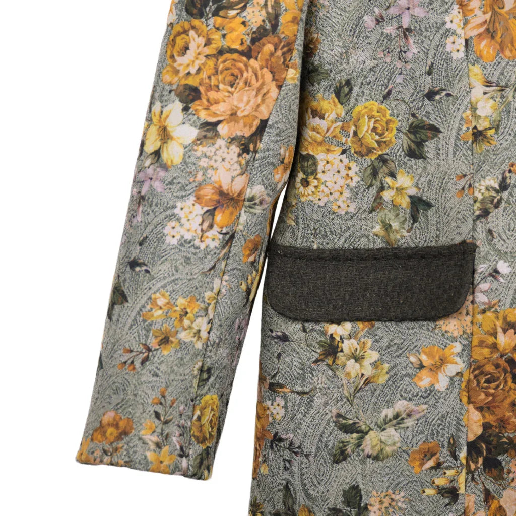 Blazer Donna Floreale con Bottoni Gioiello