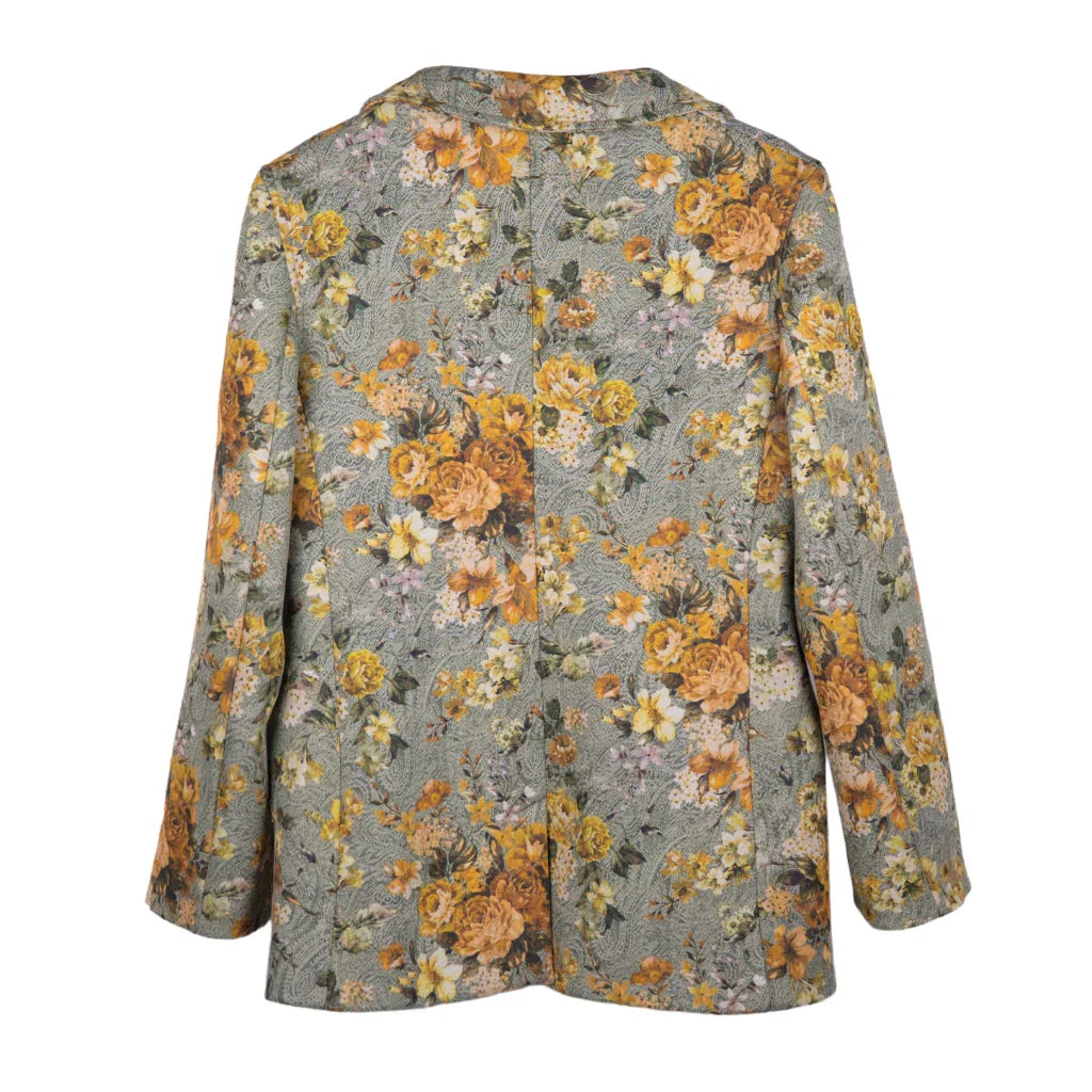 Blazer Donna Floreale con Bottoni Gioiello