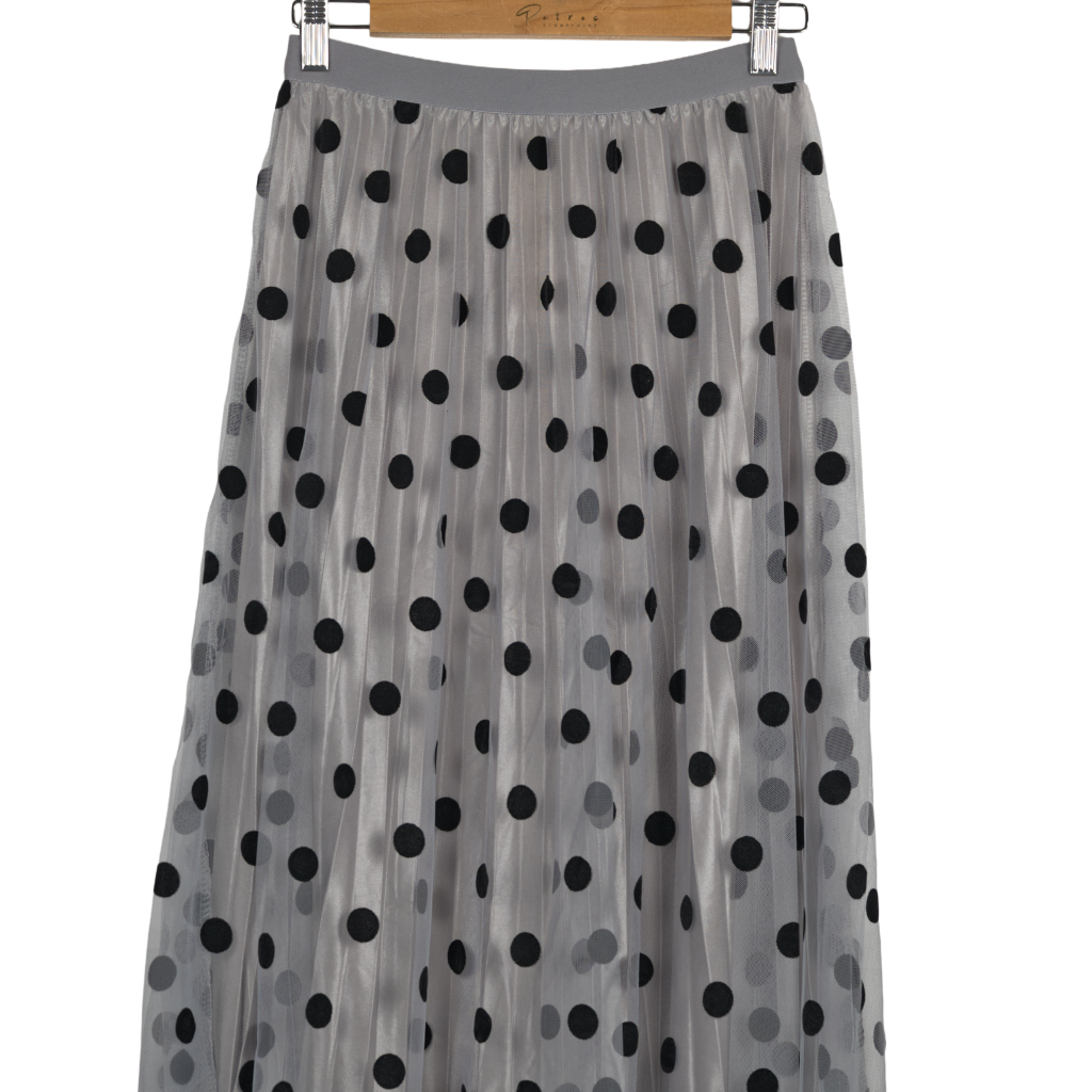 Gonna Donna Lunga in Tulle a Pois Grigio