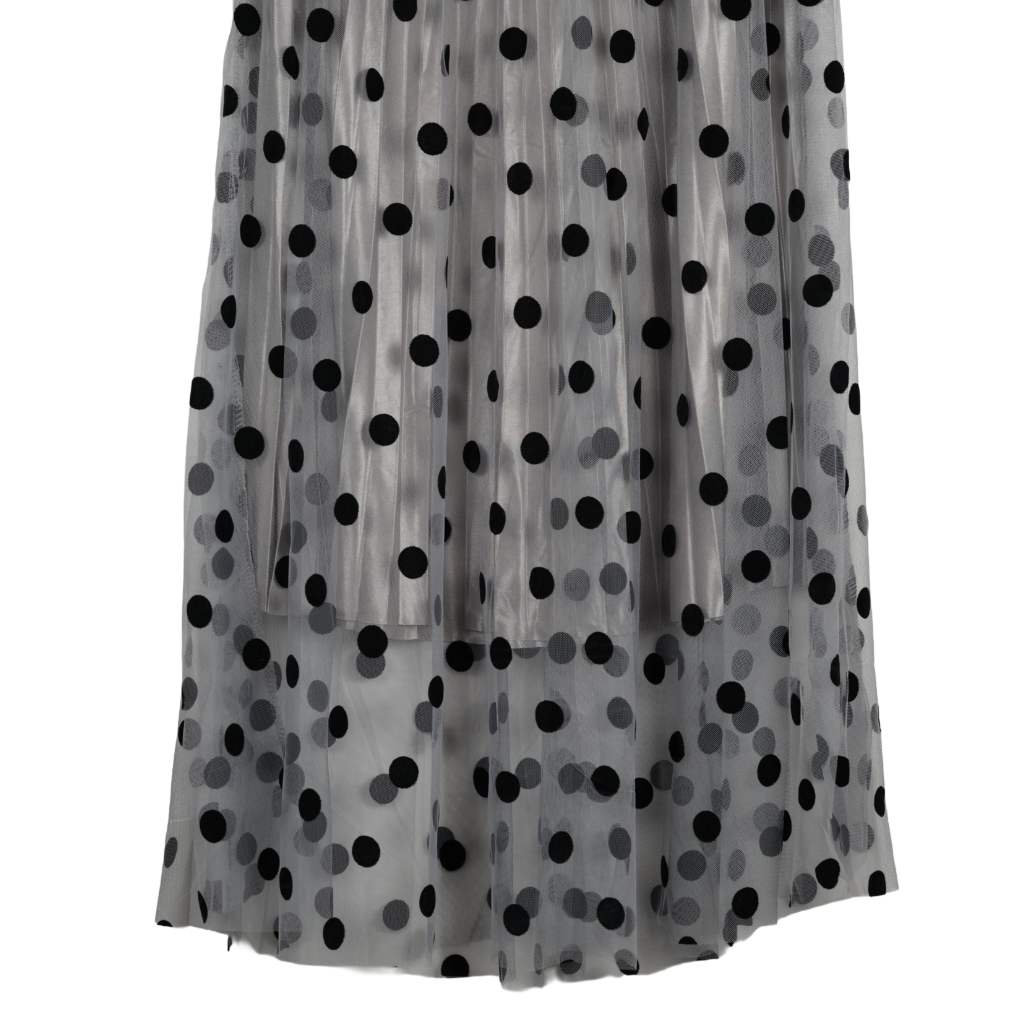 Gonna Donna Lunga in Tulle a Pois Grigio