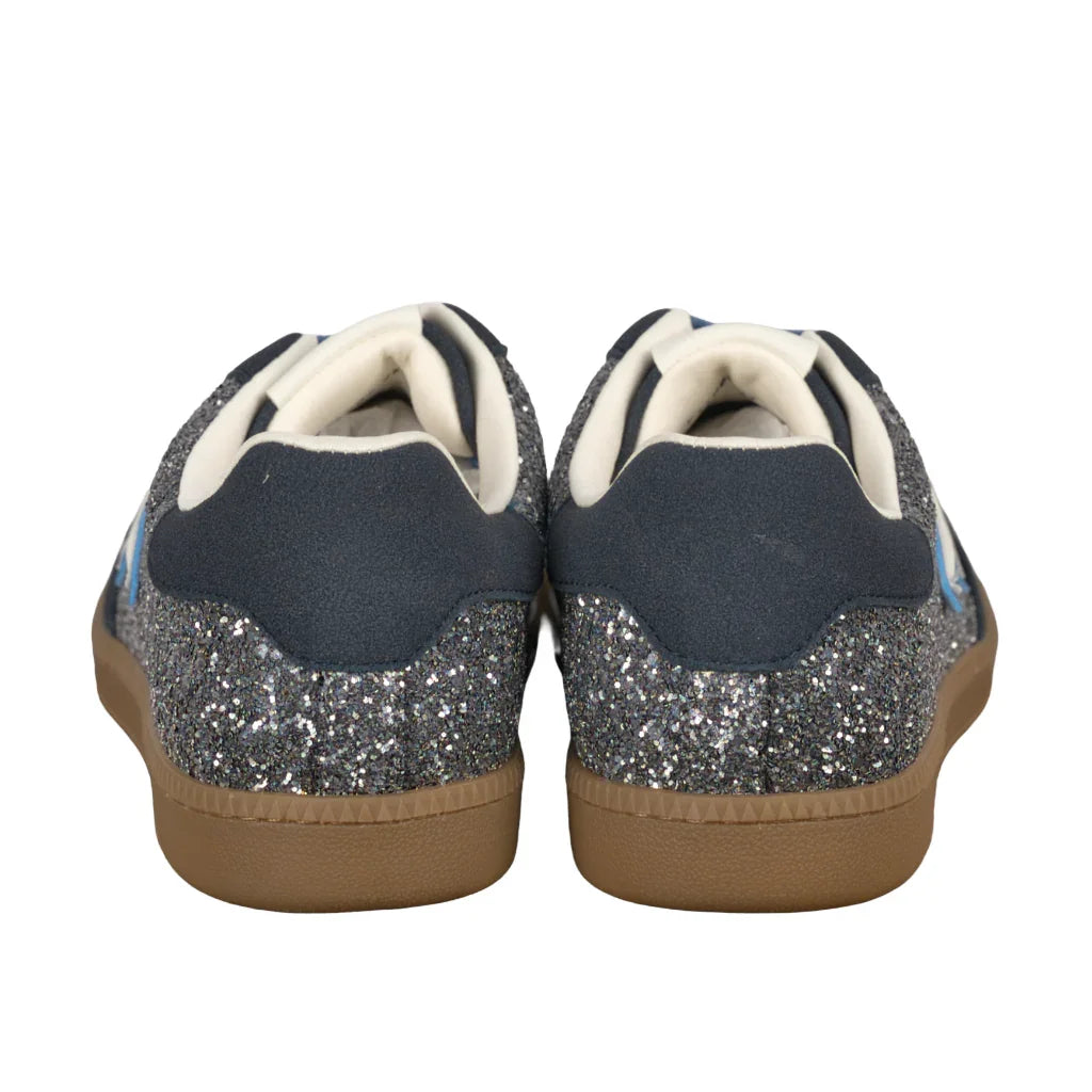 Sneakers Donna Blu con Glitter Argento e Stella