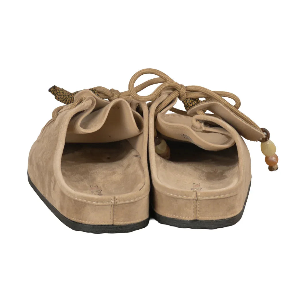 Sabot Donna in Camoscio con Lacci Decorativi