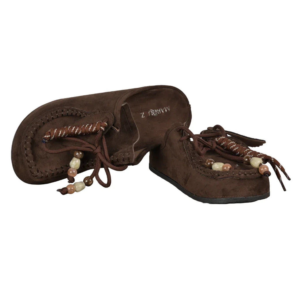 Sabot Donna in Camoscio con Lacci Decorativi