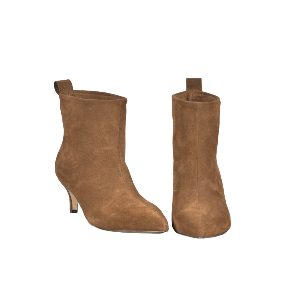 Stivaletti Donna in Suede Marrone con Punta Affusolata