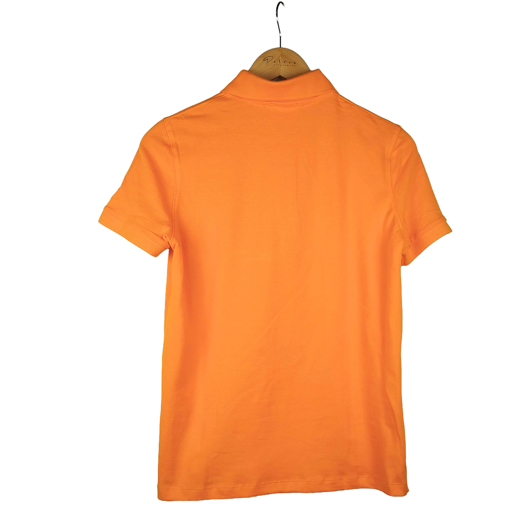 Polo Arancione Manica Corta con Dettaglio Ricamato