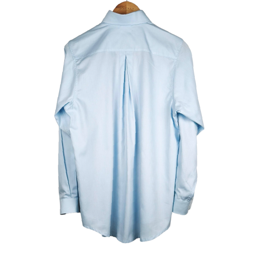 Camicia Donna Azzurra con Bottoni a Contrasto